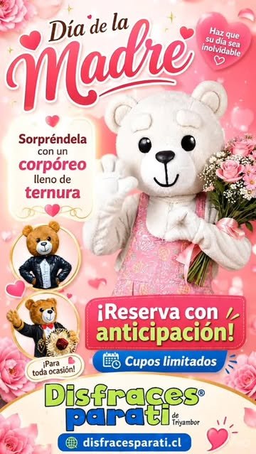 🎶✨ ¿Quieres sorprender a tu mamá de una forma única este Día de la Madre? ✨🎶 En DisfracesParaTi.cl creamos canciones personalizadas llenas de emoción, recuerdos y amor 💖 Un regalo diferente, original y que quedará para siempre en su corazón. 💡 Tú nos cuentas tu historia… ¡y nosotros la convertimos en una canción inolvidable! 🎁 Además, puedes hacer la sorpresa aún más especial acompañándola con un corpóreo lleno de amor 🐻💕 ⚠️ Pide la tuya con anticipación, ya que tenemos cupos limitados. 🌸 Haz de este Día de la Madre un momento mágico e inolvidable 🌸 Encarga la tuya hoy en nuestra web 👉 DisfracesParaTi.cl #DíaDeLaMadre #RegaloOriginal #CanciónPersonalizada #SorpresaÚnica #DisfracesParaTi