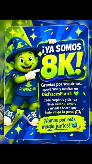 🔥 8K, 8K, 8K… ¡SOMOS 8.000! 🔥 Gracias por ser parte de esta locura hermosa llamada Disfraces Para Ti 💚💙 Más de 8.000 personas que han confiado, reído, celebrado y hecho magia con nosotros 🎭✨ Cada arriendo, cada disfraz, cada canción… es parte de esta historia que seguimos construyendo juntos 🙌 Y esto recién comienza 🚀 💚 ¿Ya eres parte de la familia DisfraLovers? #DisfracesParaTi #8K #GraciasTotales #Corpóreos #Fiestas Chile Emprendimiento DisfraLovers