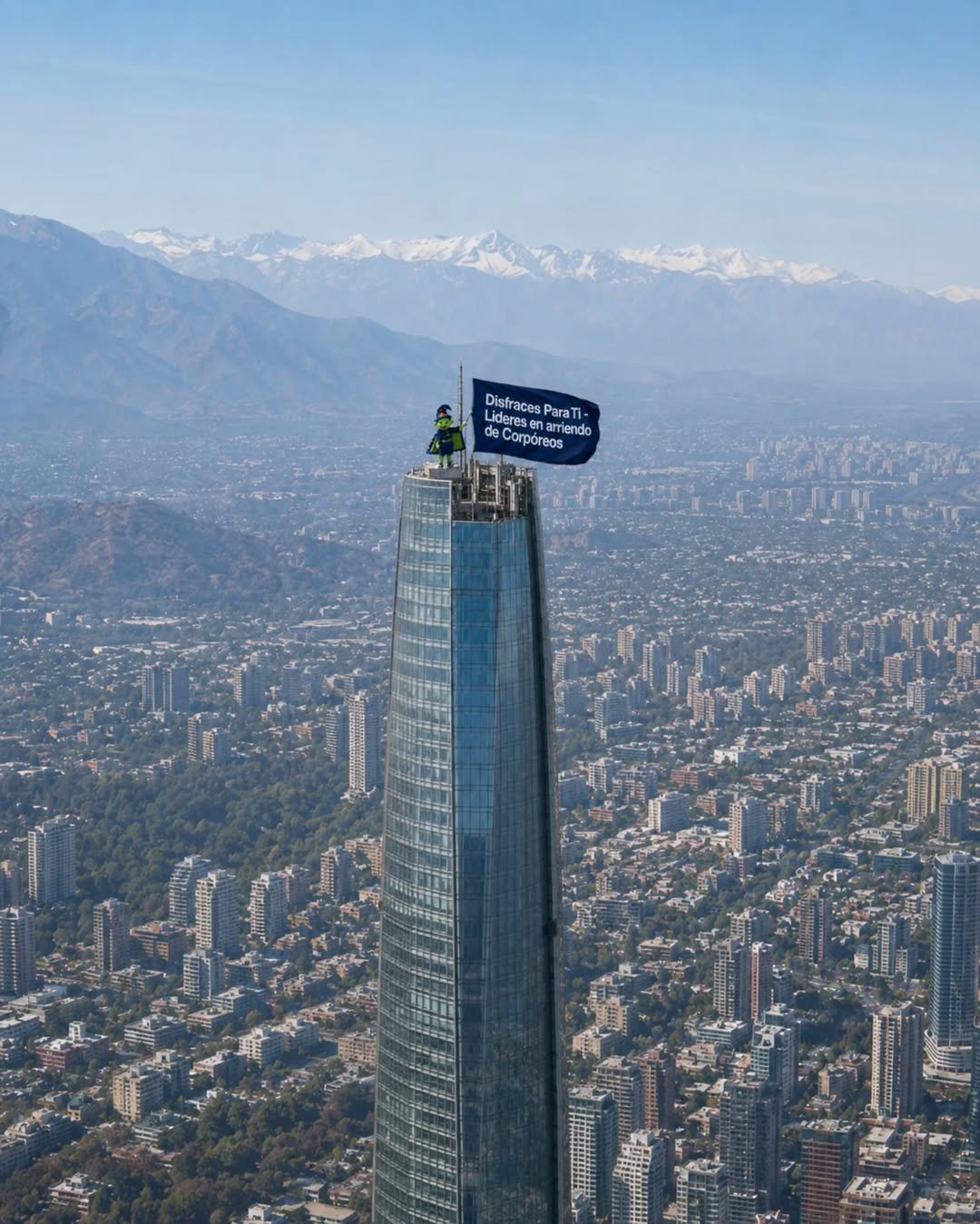 🚩 Vimos la tendencia y Disfracito no quiso quedarse fuera. 😎 Desde lo más alto de Santiago, aprovechó de desplegar un mensaje importante: 🎉 Más de 250 corpóreos disponibles para cumpleaños, empresas, colegios, municipalidades y todo tipo de eventos. 💙 Reserva tu favorito con solo .000 de abono en www.disfracesparati.cl ¿Hasta qué altura llegarías por tu personaje favorito? 👀 #DisfracesParaTi #Disfracito #CostaneraCenter #Santiago #Corpóreos Tendencia MásDe250Personajes 🚩 Todos estaban haciendo la tendencia... ✨ Disfracito también quiso participar. ✨ Y ya que llegó hasta aquí arriba, aprovecha de recordarte que en Disfraces Para Ti® somos líderes en arriendo de corpóreos y contamos con más de 250 personajes para hacer inolvidable cualquier celebración. 🎉 Cumpleaños 🏫 Colegios 🏢 Empresas 🎪 Eventos 💙 Reserva con solo .000 en www.disfracesparati.cl 👇 ¿Qué corpóreo debería acompañar a Disfracito en la próxima tendencia? #DisfracesParaTi #Disfracito #Corpóreos #Tendencia #EventosChile MásDe250Personajes SantiagoChile CostaneraCenter