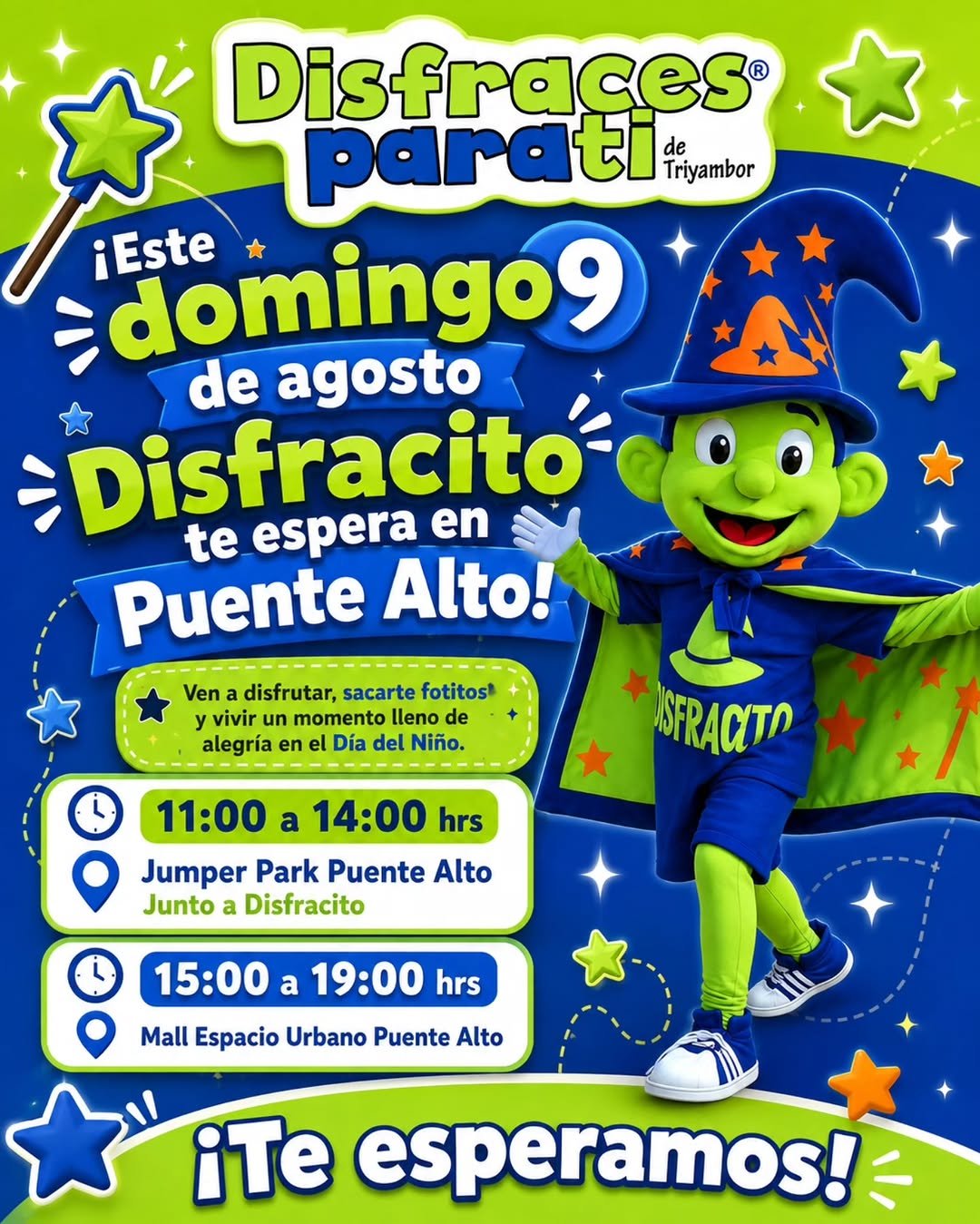También domingo 9 de agosto nos encontraremos en estos dos puntos. Lleva tus pequeños para conocer nuevos personajes.